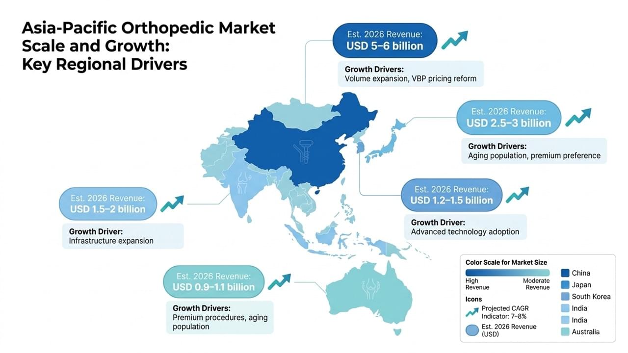 Asia Pacific orthopedic market by country China Japan India South Korea Australia comparison