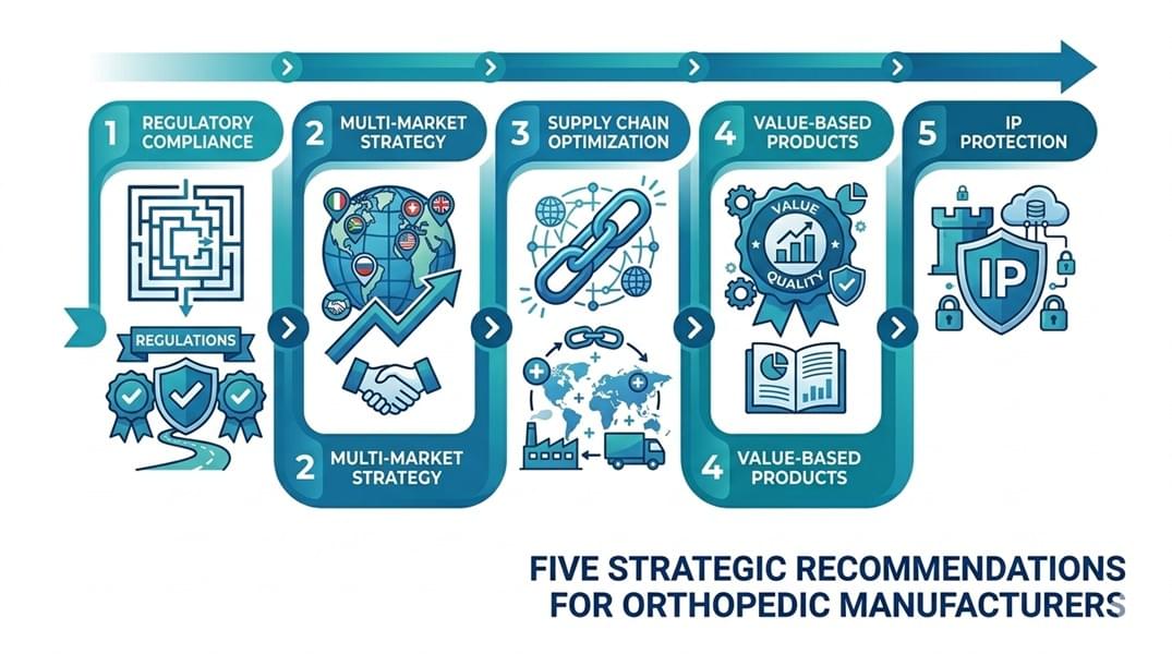 Recomendações estratégicas para fabricantes de produtos ortopédicos: equilibrando os fatores de crescimento e os desafios do mercado.