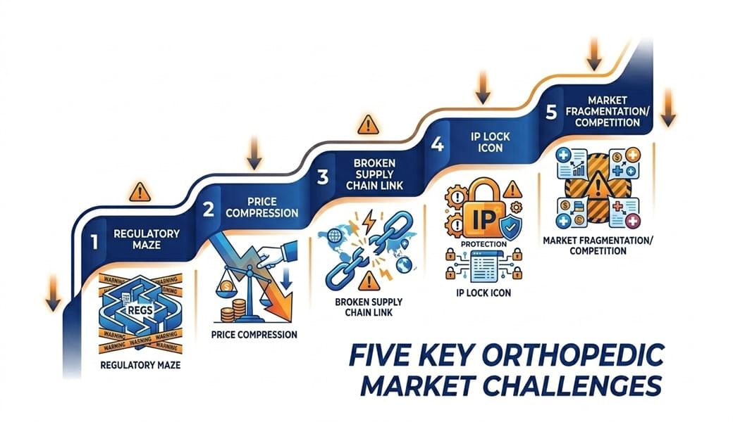 Desafios do mercado ortopédico: complexidade regulatória, pressão sobre os preços, riscos da cadeia de suprimentos. Visão geral.