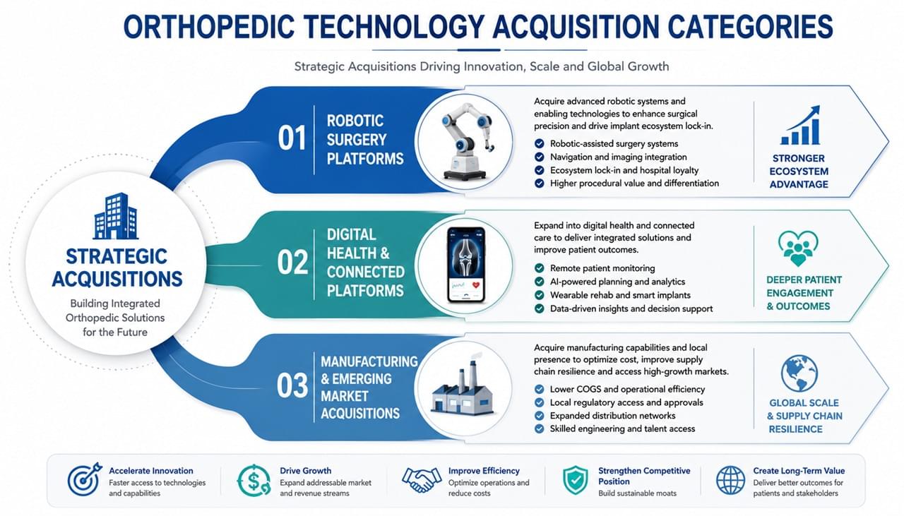 Technology driven orthopedic acquisitions robotics digital health manufacturing categories