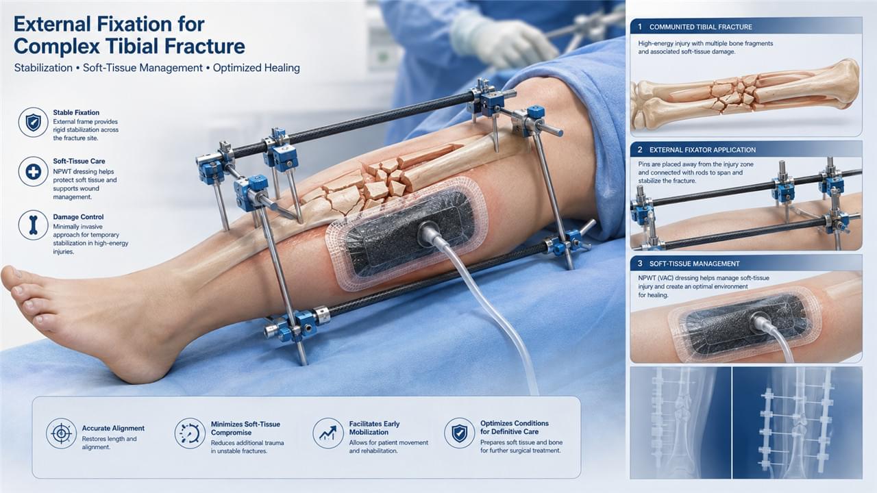 Home 9 Complex fracture external fixation high energy tibial open fracture clinical management