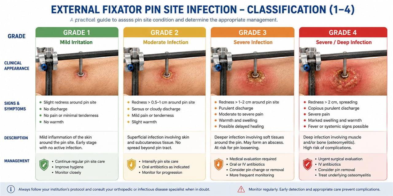 External Fixator Complications: 7 Proven Prevention Tips That Actually Work 1 External fixator complications pin site infection classification grades 1 to 4