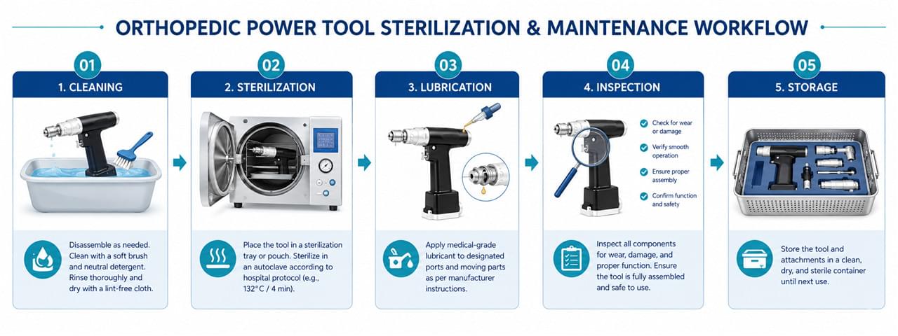 Orthopedic Surgical Power Tools Decoded: 6 Vital Types Every OR Must Master 3 Orthopedic power tools sterilization maintenance autoclave cleaning lubrication process