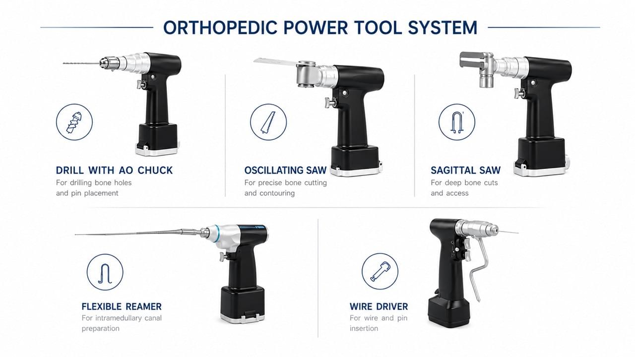 Home 9 Explore orthopedic drill types and supporting power tools — saws, reamers, drivers. A practical guide for OR procurement, surgical planning, and manufacturer.