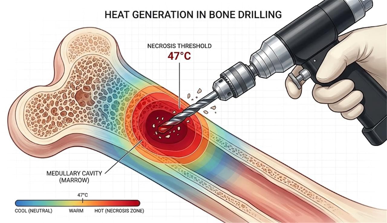 Orthopedic Power Tool Torque Explained: 5 Numbers That Make or Break Surgical Performance 2 Bone drill heat generation thermal necrosis threshold 47 degrees irrigation prevention