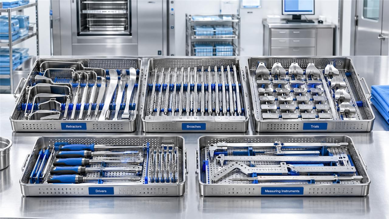 Home 9 Orthopedic instrument set complete tray organized surgical instruments THA TKA trauma
