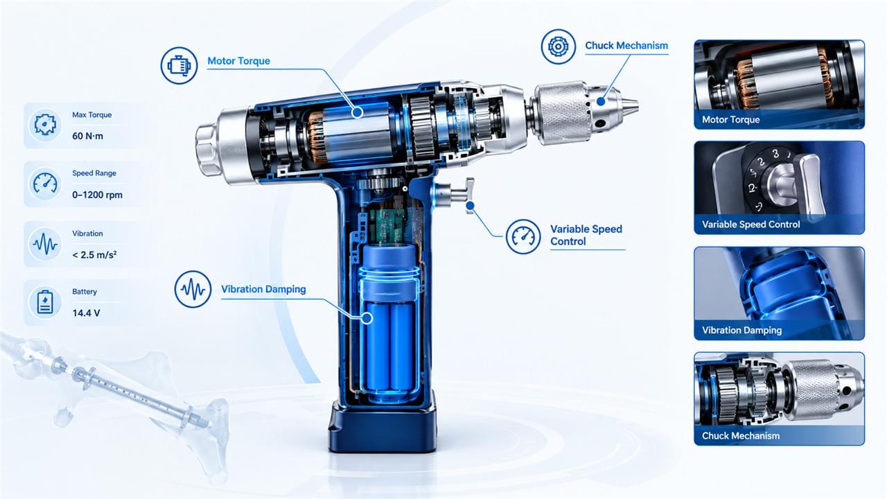 Home 9 Orthopedic power tool torque speed vibration performance parameters technical specifications
