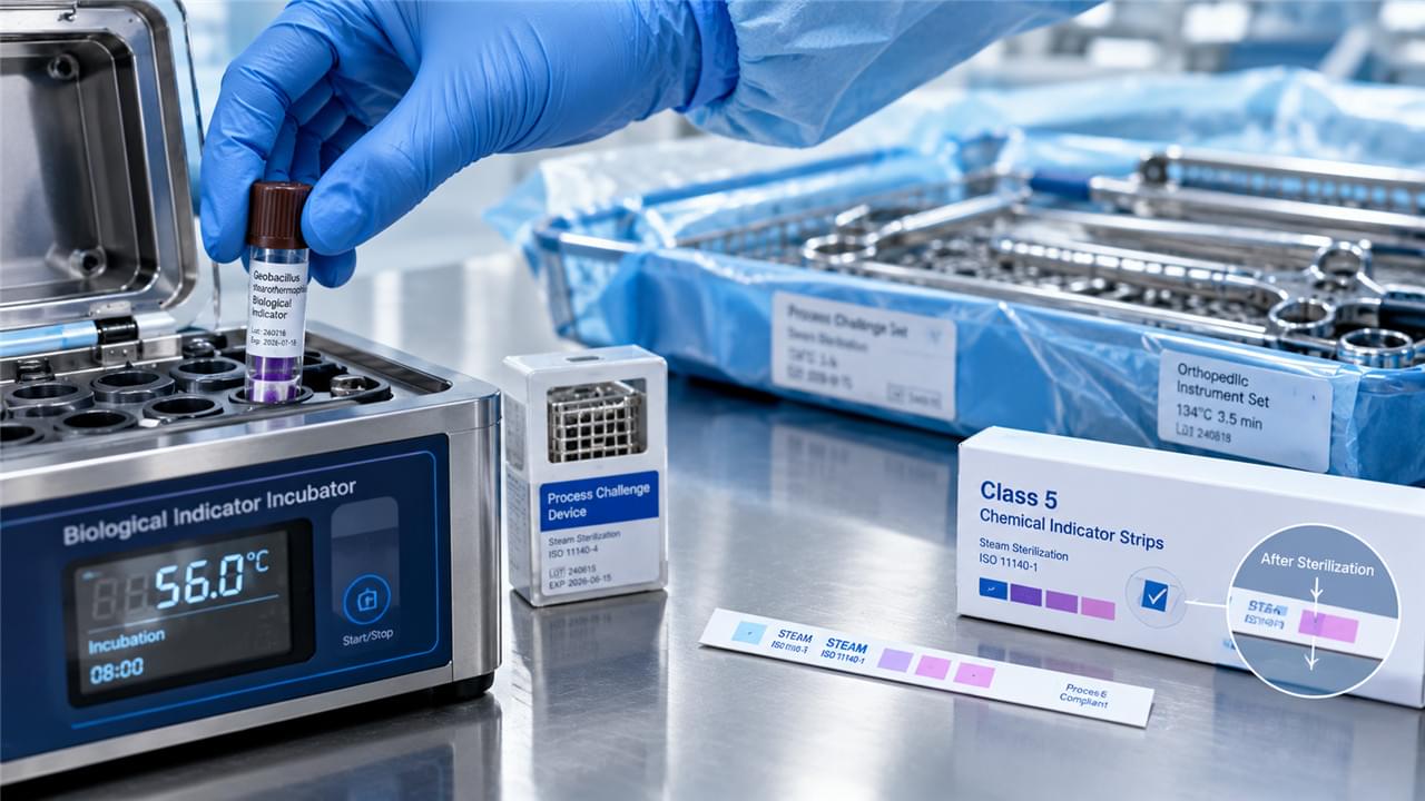 Sterilisation orthopädischer Instrumente erklärt: 7 Standards, die jede CSSD erfüllen muss – Keine Ausreden 2 Überwachung mit biologischen und chemischen Indikatoren für die Dampfsterilisation orthopädischer Instrumente